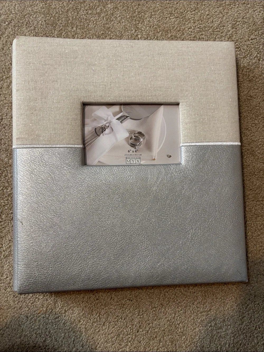 Elegant Silver and Cream Two-Tone photo album by MYX